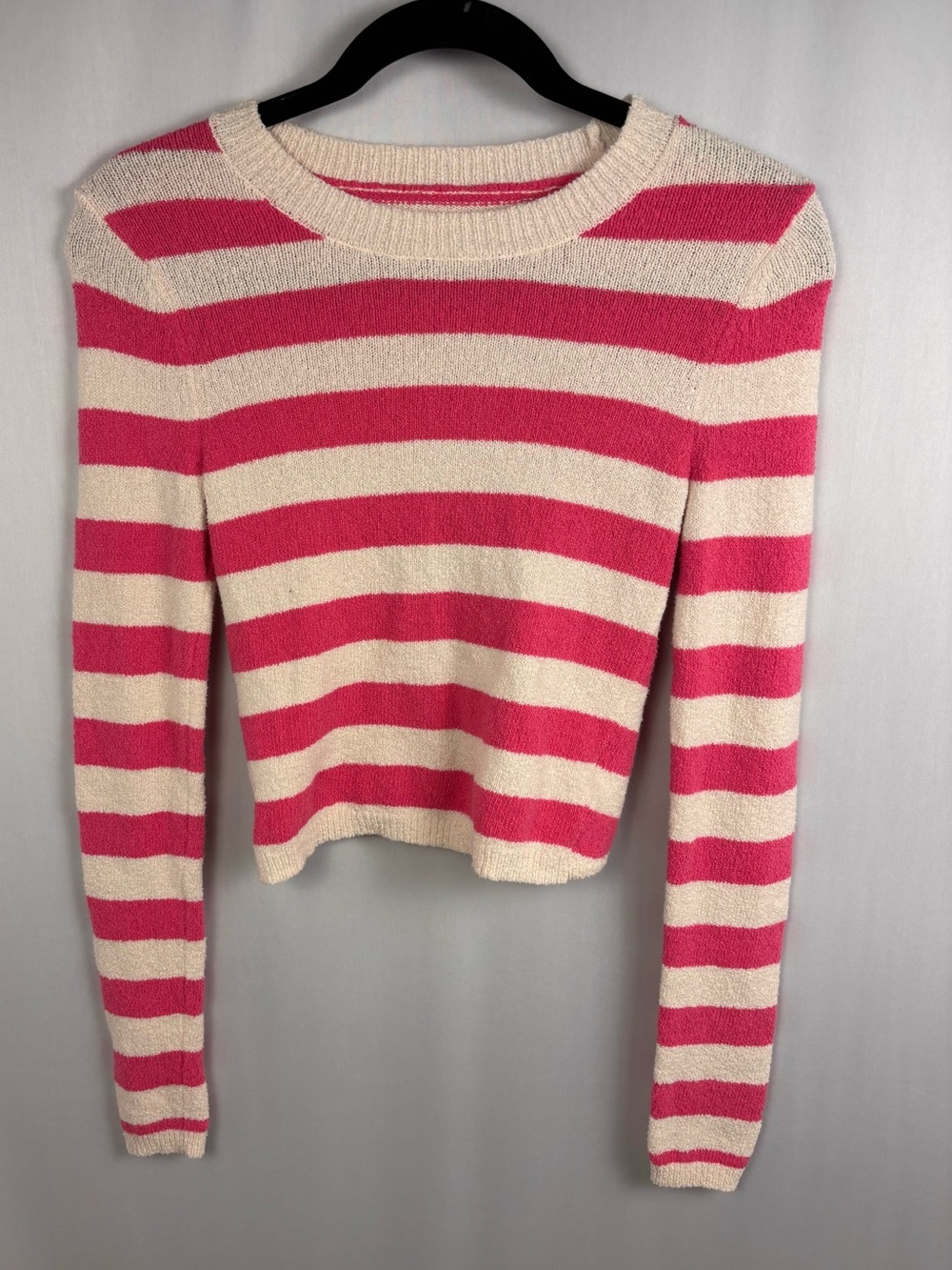 Aerie Pink Striped Open Back Sweater S